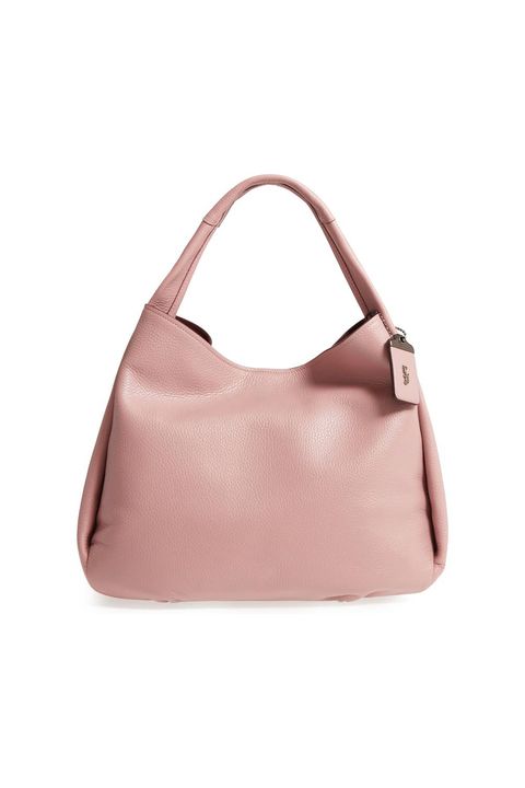 Handbag, Bag, Shoulder bag, Hobo bag, Fashion accessory, Pink, Leather, Brown, Material property, Peach, 