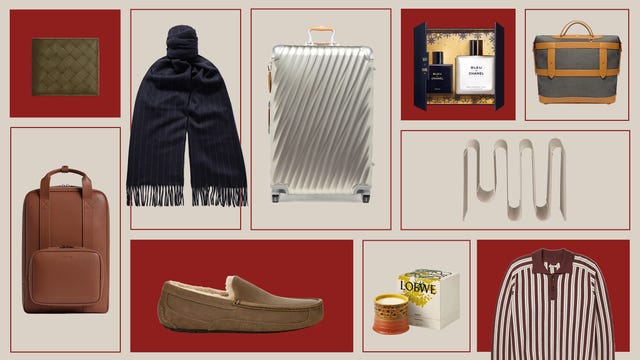 a collection of assorted fashion and lifestyle items arranged on a neutral background