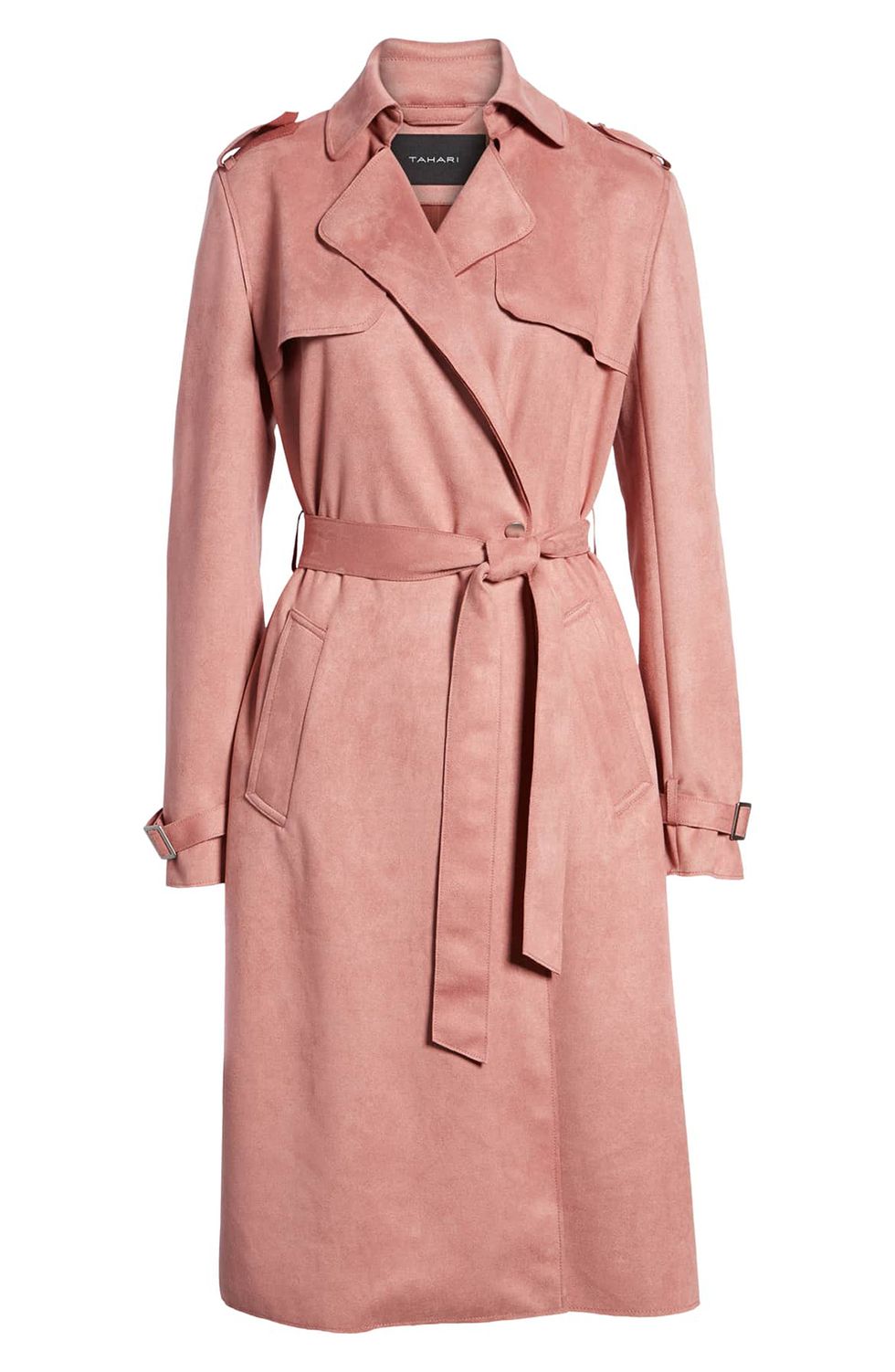Clothing, Trench coat, Coat, Outerwear, Overcoat, Sleeve, Collar, Pink, Day dress, Dress, 