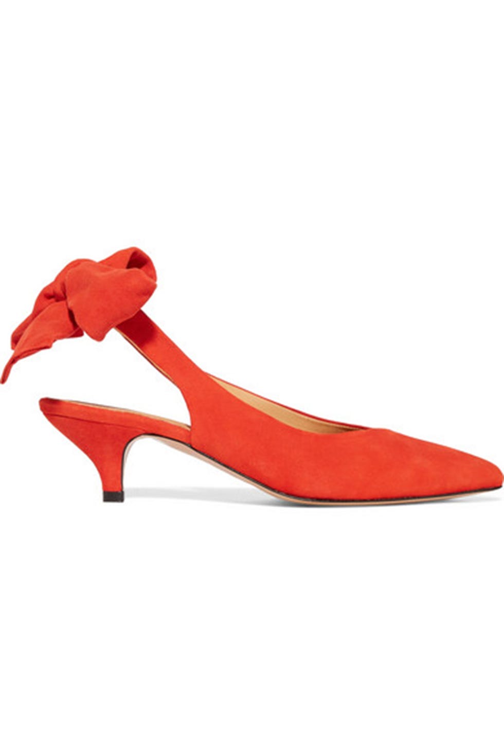 Footwear, Red, Slingback, High heels, Court shoe, Shoe, Basic pump, Leather, Carmine, Suede, 