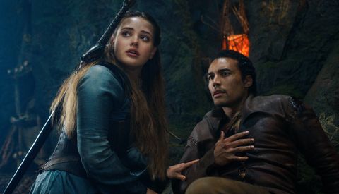 cursed l to r katherine langford as nimue and devon terrell as arthur in episode 107 of cursed cr courtesy of netflix © 2020