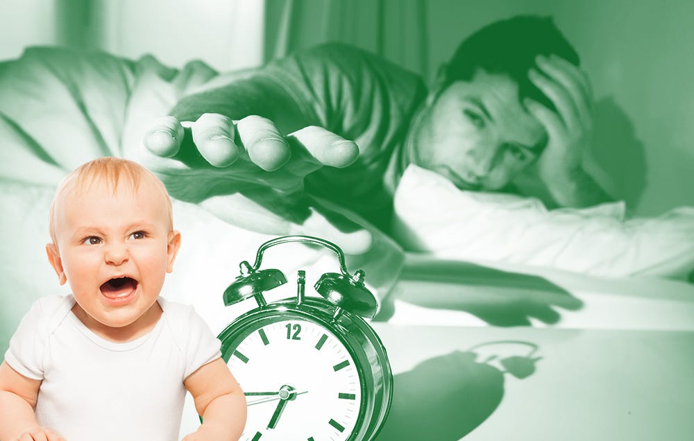 Baby crying and parent turning off alarm