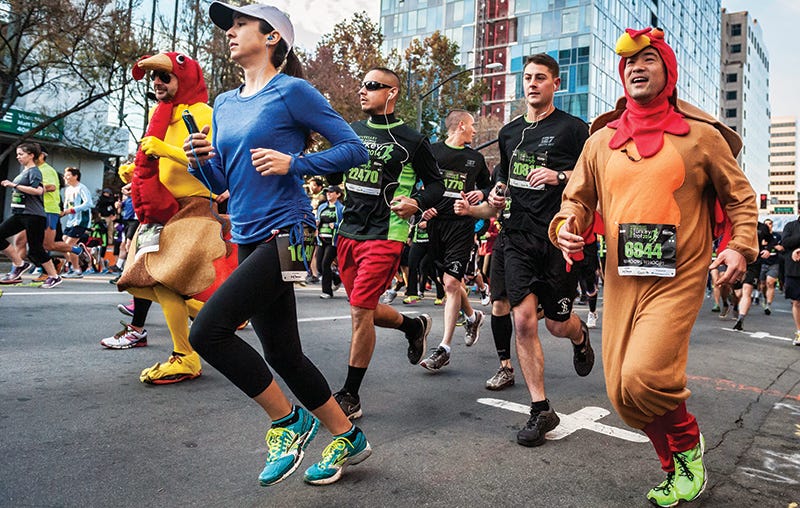  Take the concept of a couples costume to your trot with complimentary he/she turkey attire