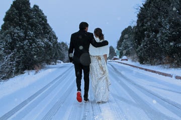 Patrick and Emily Rizzo snowy walk