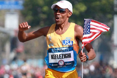 Meb Keflezighi finishes second at the 2016 Olympic Marathon Trials. 