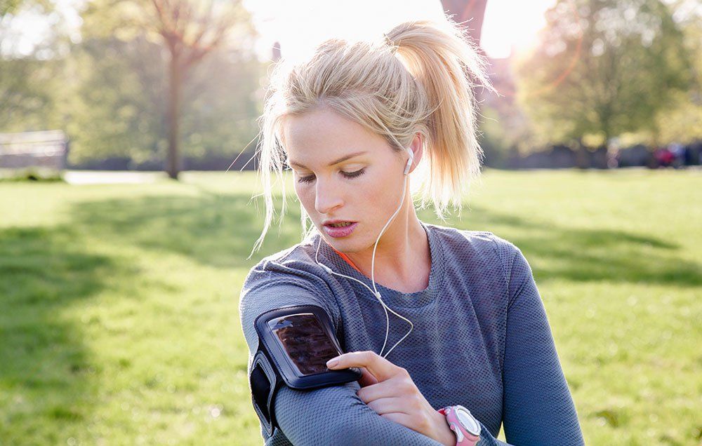 Runner with headphones on