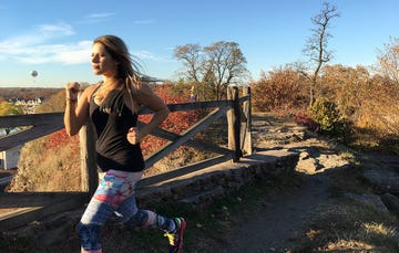 Gina practicing meditation while running