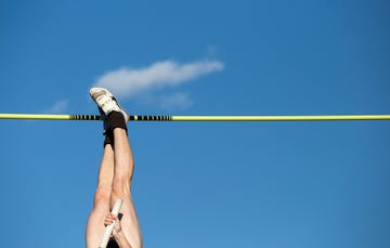 pole vaulter, feet first