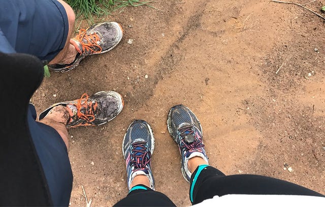 Kristin and Matt’s muddy running shoes.