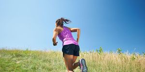woman running uphill