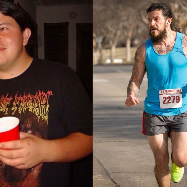 Adrian Macias before and after running 