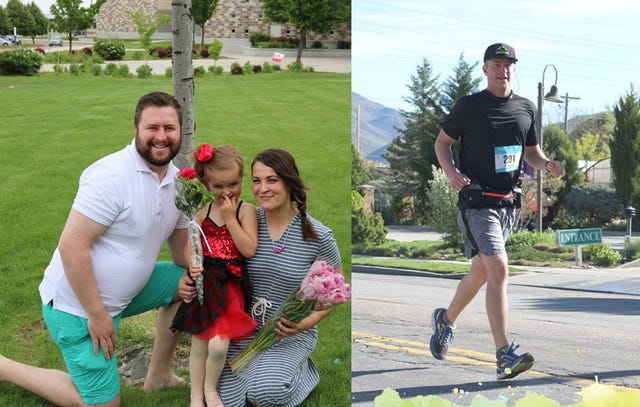 Dave Guymon before and after he started running. 