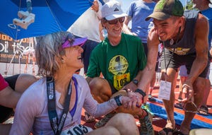 Karen sitting after finish