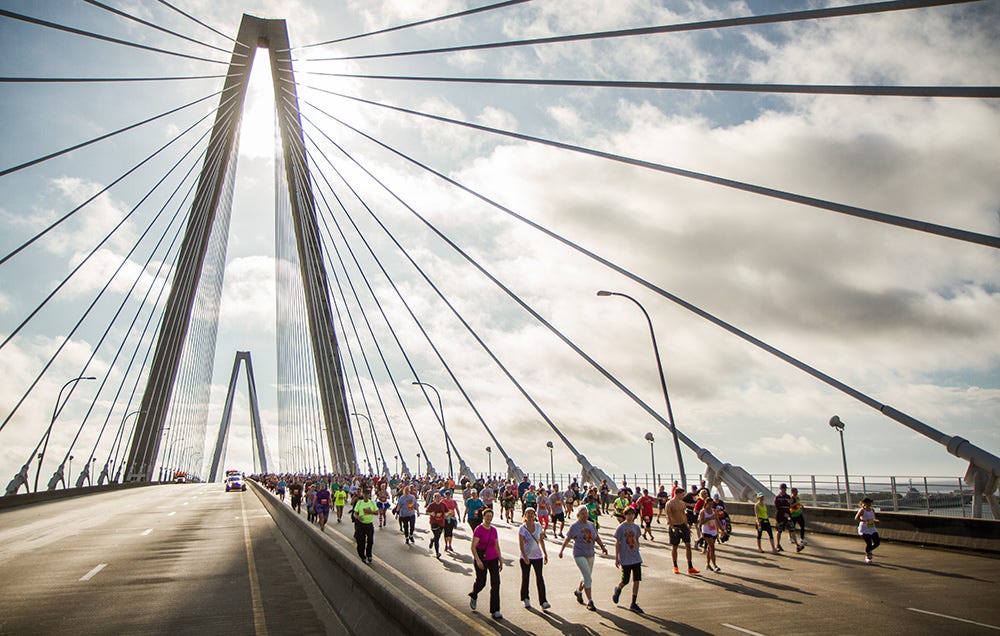 Runners on the Cooper River Bridge