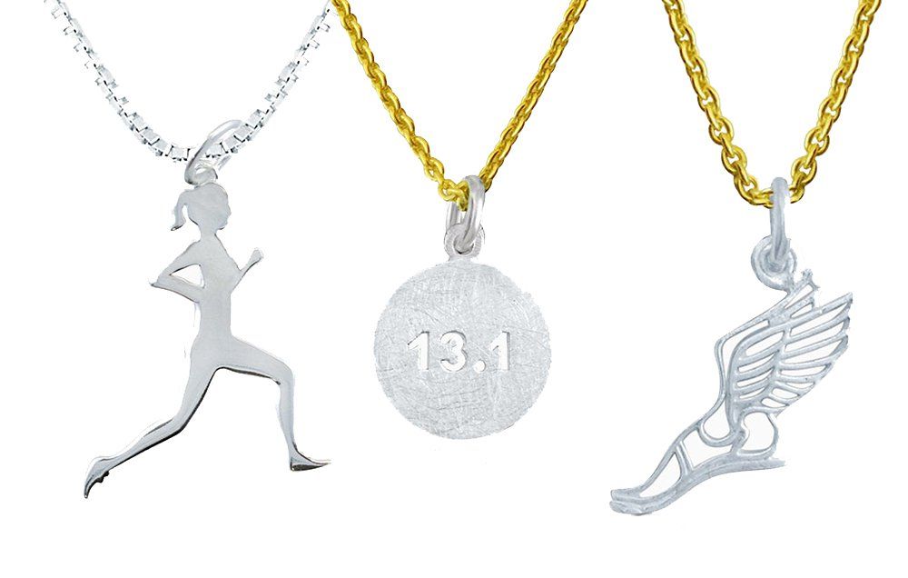 Running Necklace 18 inch Running Jewelry One TINY Run sterling silver running disc and a pewter running shoe on a 18 inch stainless steel chain. 