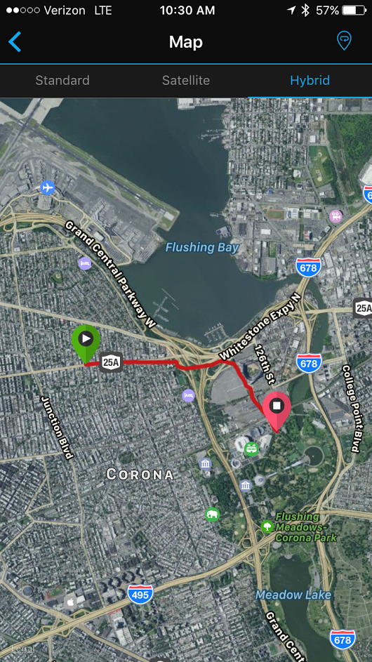 Esther Atkins route from airbnb to race