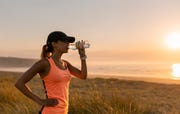 Human body, Sleeveless shirt, Cap, Elbow, People in nature, Summer, Vacation, Sunlight, Bottle, Active tank, 