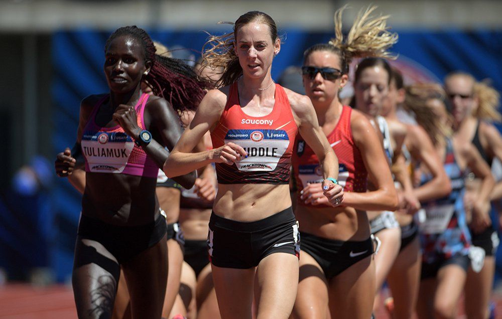 Molly Huddle in the 10,000 meters at the US Olympic Trials
