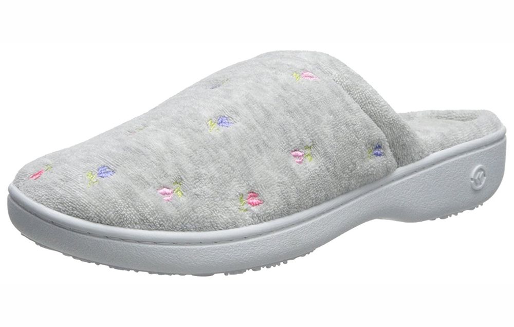 Isotoner Terry Floral Embroidered Clog