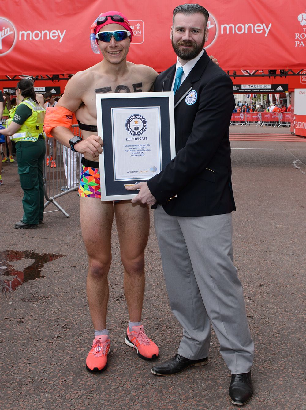 Fastest marathon dressed as a swimmer