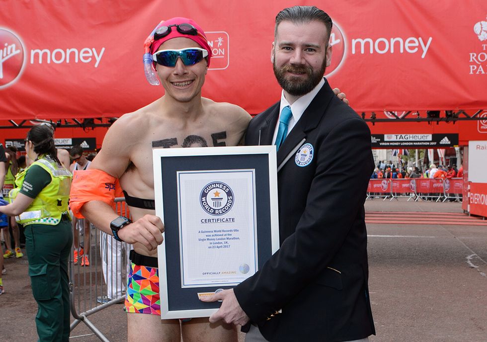 Fastest marathon dressed as a swimmer