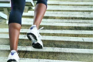 legs running up stairs