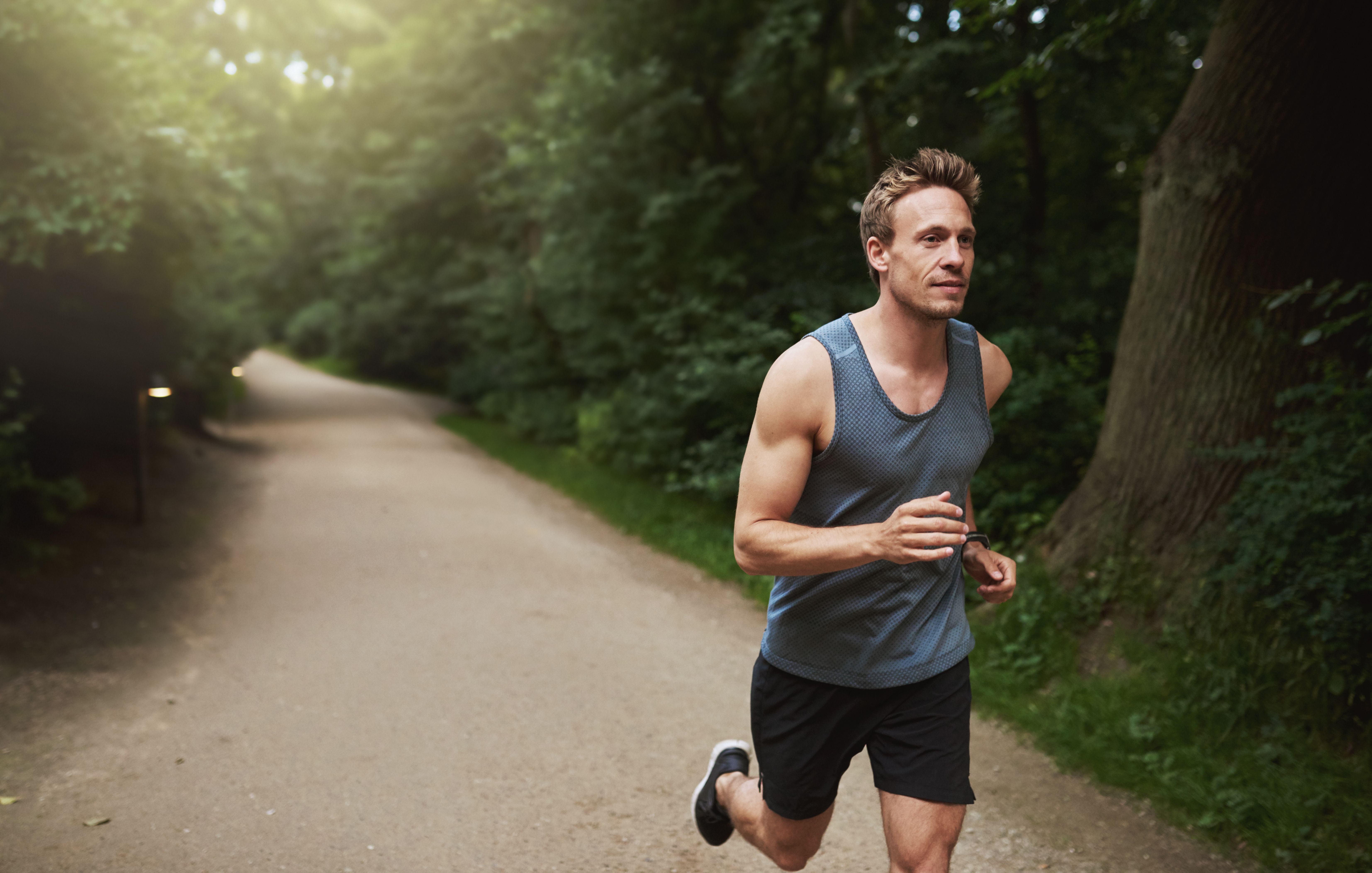 Man running in park