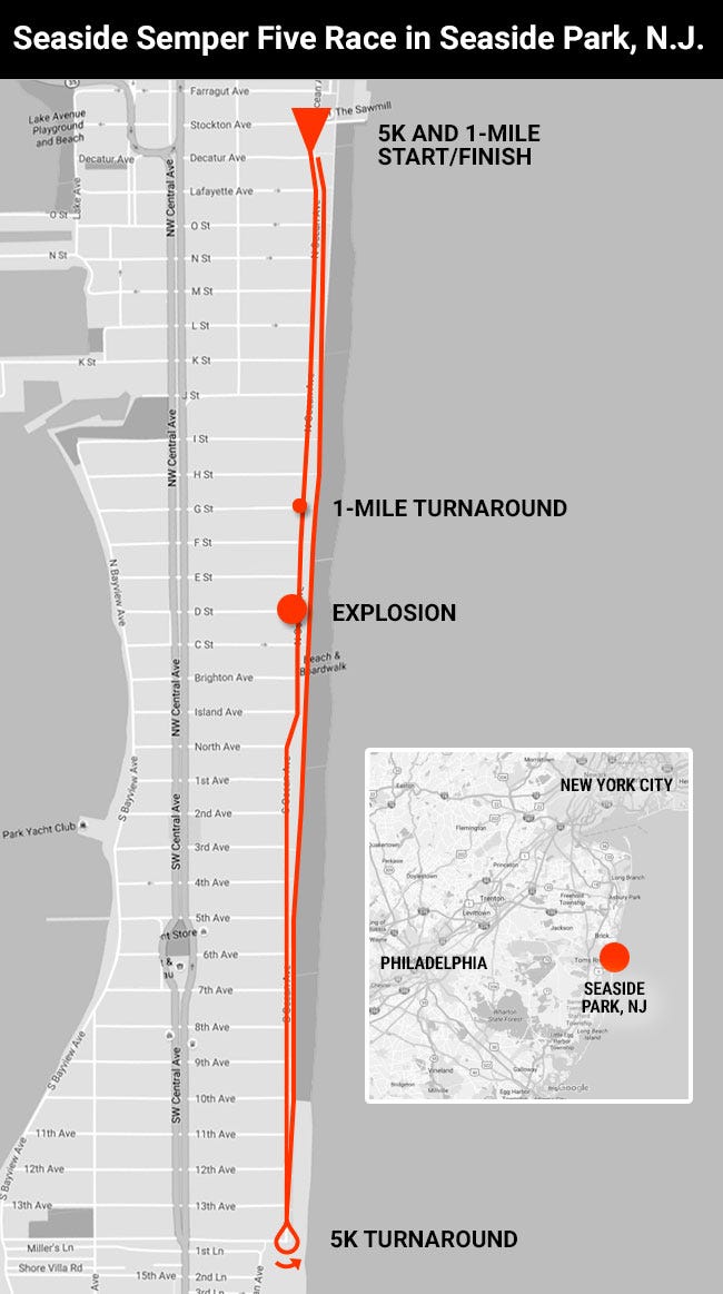 map of Seacoast Semper Five bombing