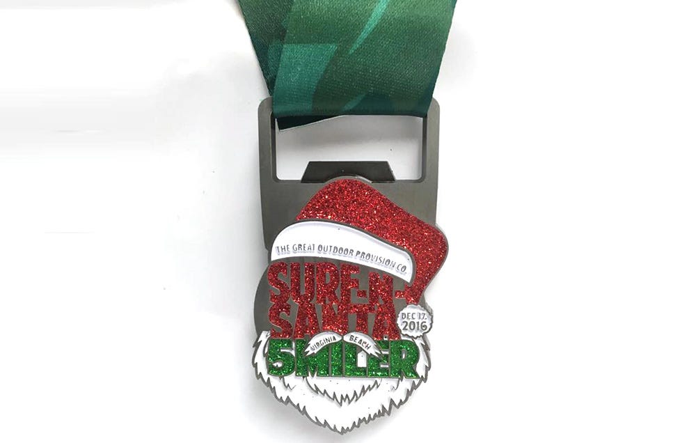 Surf-N-Santa 5 Miler race medal