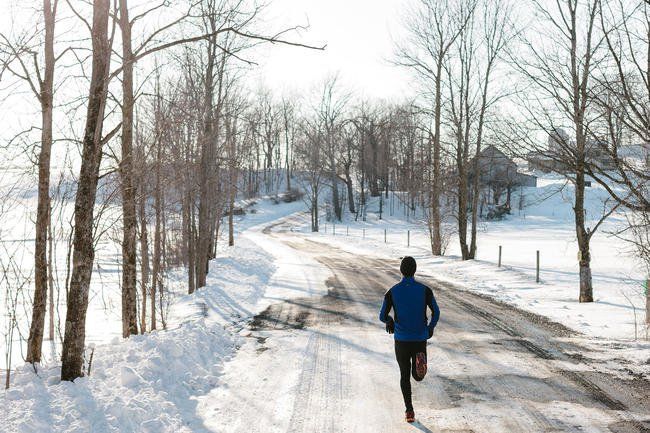 Running on snowy road