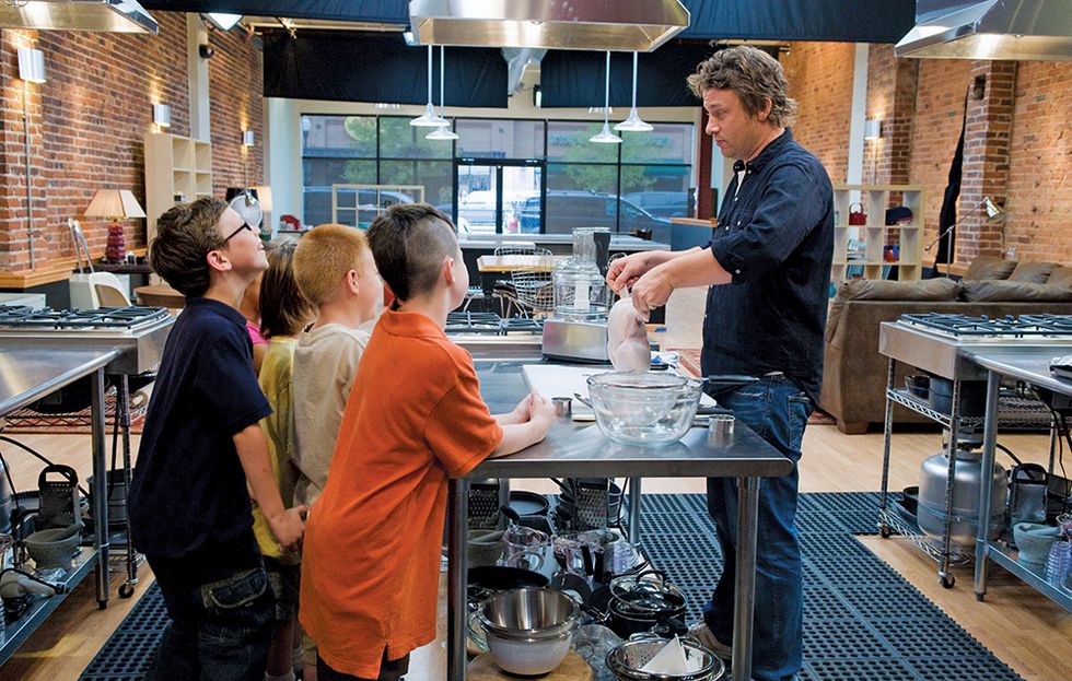 Chef Jamie Oliver in Huntington's Kitchen