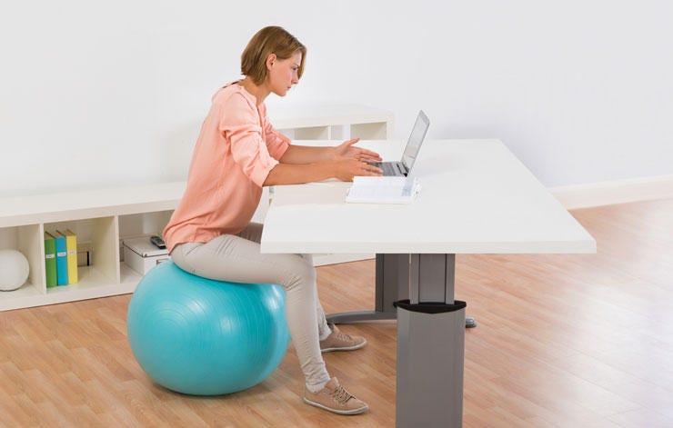 working on an exercise ball