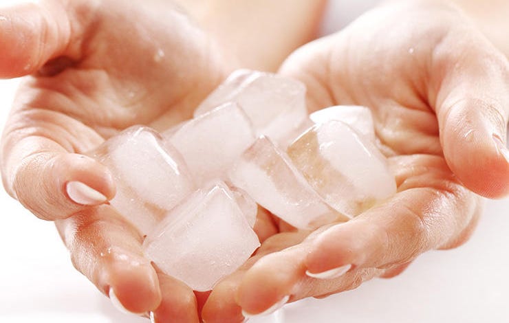 Ice in hands