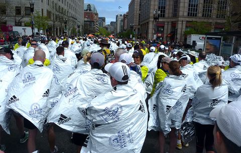 runners with space blankets