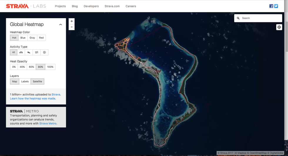 Strava Heat Map Diego Garcia