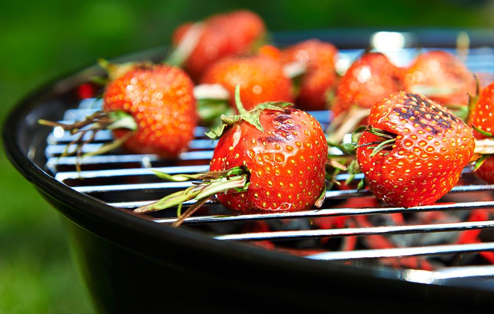 strawberries on a grill