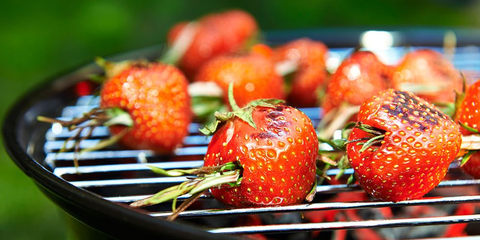 strawberries on a grill