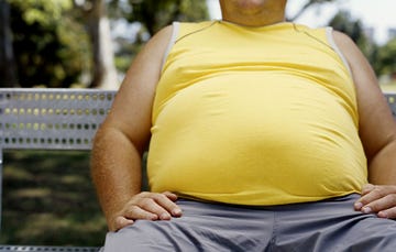 Overweight man on bench