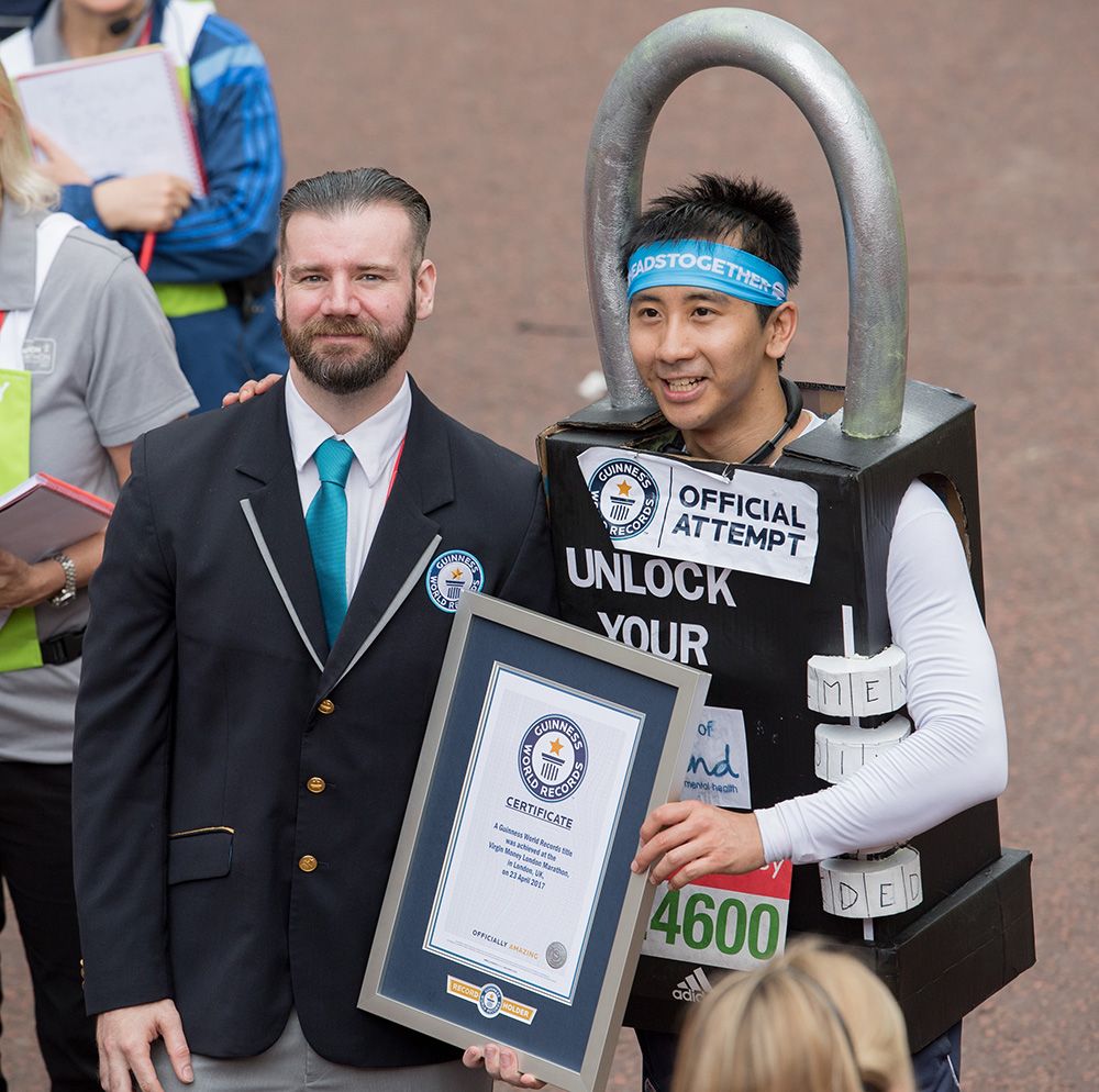 Fastest marathon dressed as a padlock