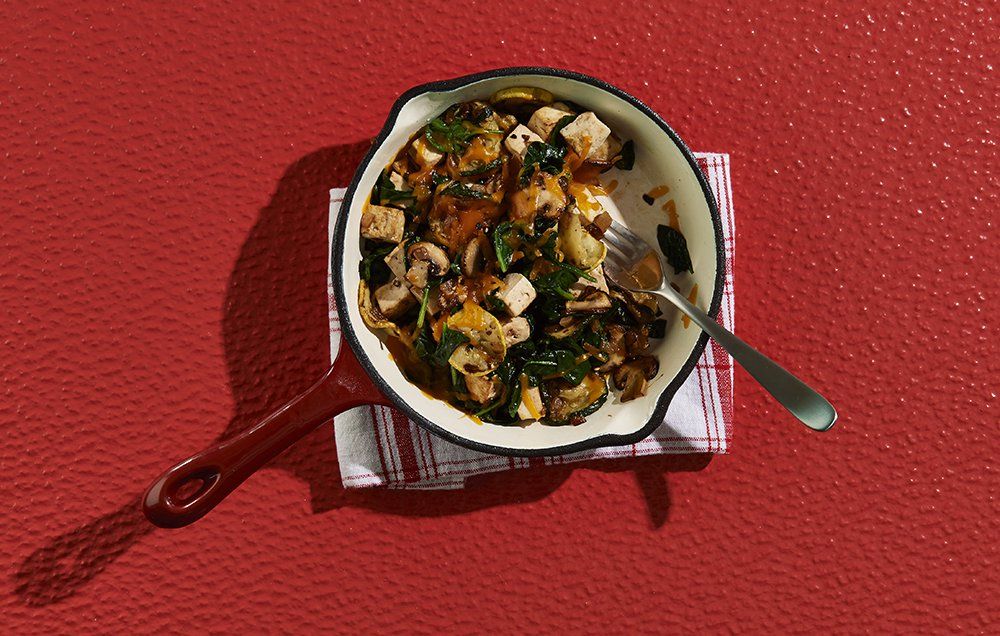 tofu scramble zucchini mushrooms cheese