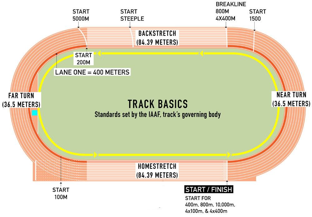 track and field layout dimensions