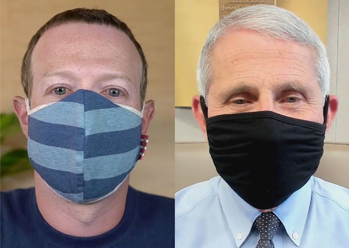 mark zuckerberg and dr anthony fauci wearing masks