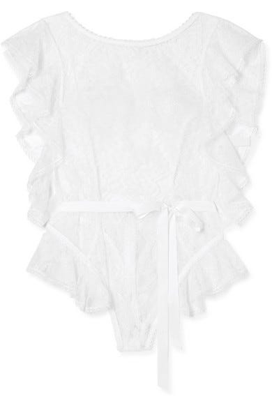 White, Clothing, Sleeve, Blouse, Outerwear, Top, Fashion accessory, Ruffle, Crop top, 
