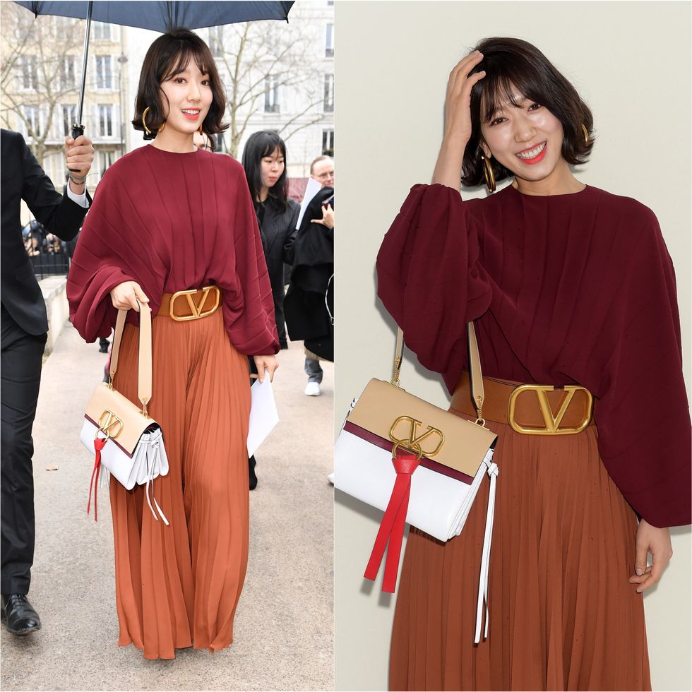 Clothing, Maroon, Fashion, Shoulder, Dress, Outerwear, Costume, Neck, Joint, Sleeve, 