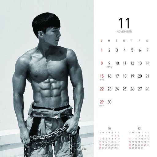 Calendar, Barechested, Muscle, Chest, Arm, Standing, Abdomen, Human body, Trunk, Photography, 