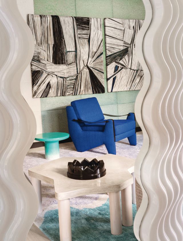 Blue, Turquoise, Interior design, Furniture, Room, Table, Design, Textile, Living room, Pattern, 