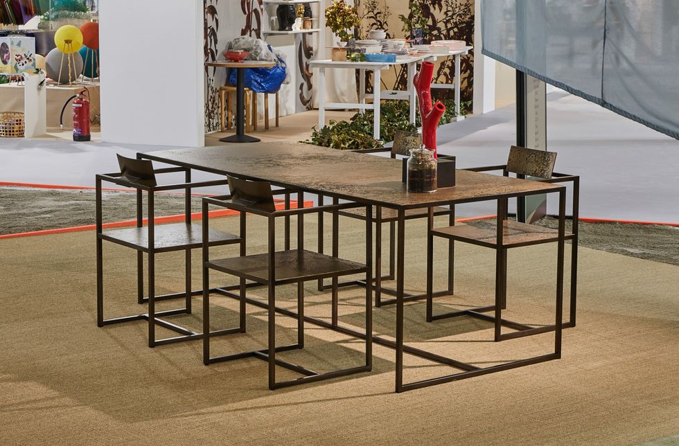 Furniture, Table, Iron, Interior design, Metal, Flooring, Floor, Coffee table, 