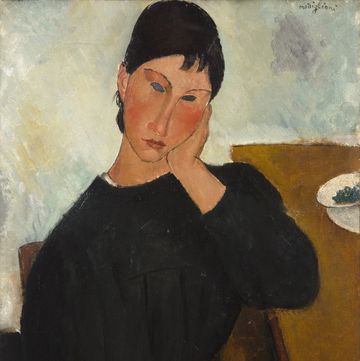 amedeo modigliani, elvire assise, 1919, saint louis art museum, donne modigliani, mercante modigliani