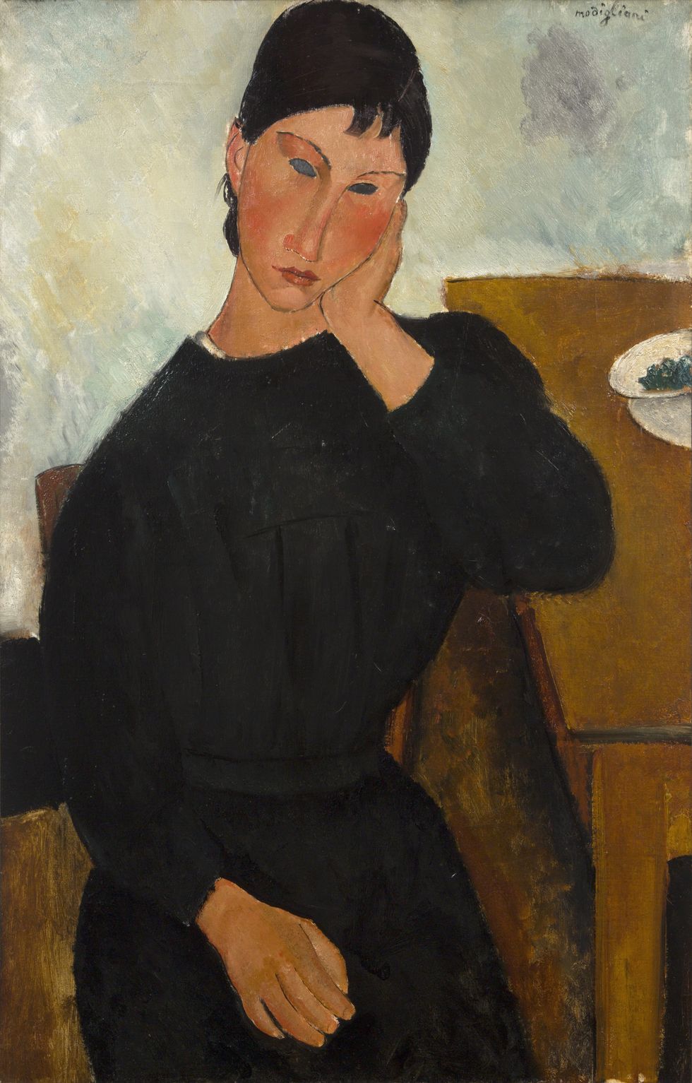 amedeo modigliani, elvire assise, 1919, saint louis art museum, donne modigliani, mercante modigliani