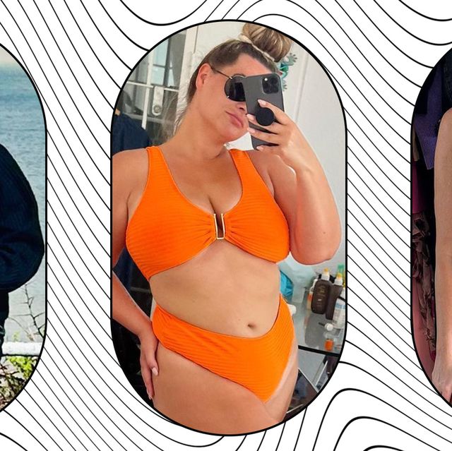 a collage of three women who gained weight or saw their body change and are proud of their figures and size